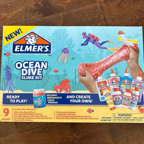 Elmer's Glue Ocean Dive Slime Kit Create Sparkling, Ocean-Themed Slime Creations - Picture 1 of 3